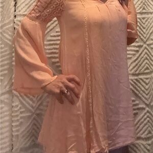Peach Lace Detail Women's Top